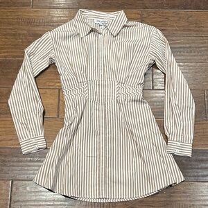 J for Justify Tan and White Striped Shirt